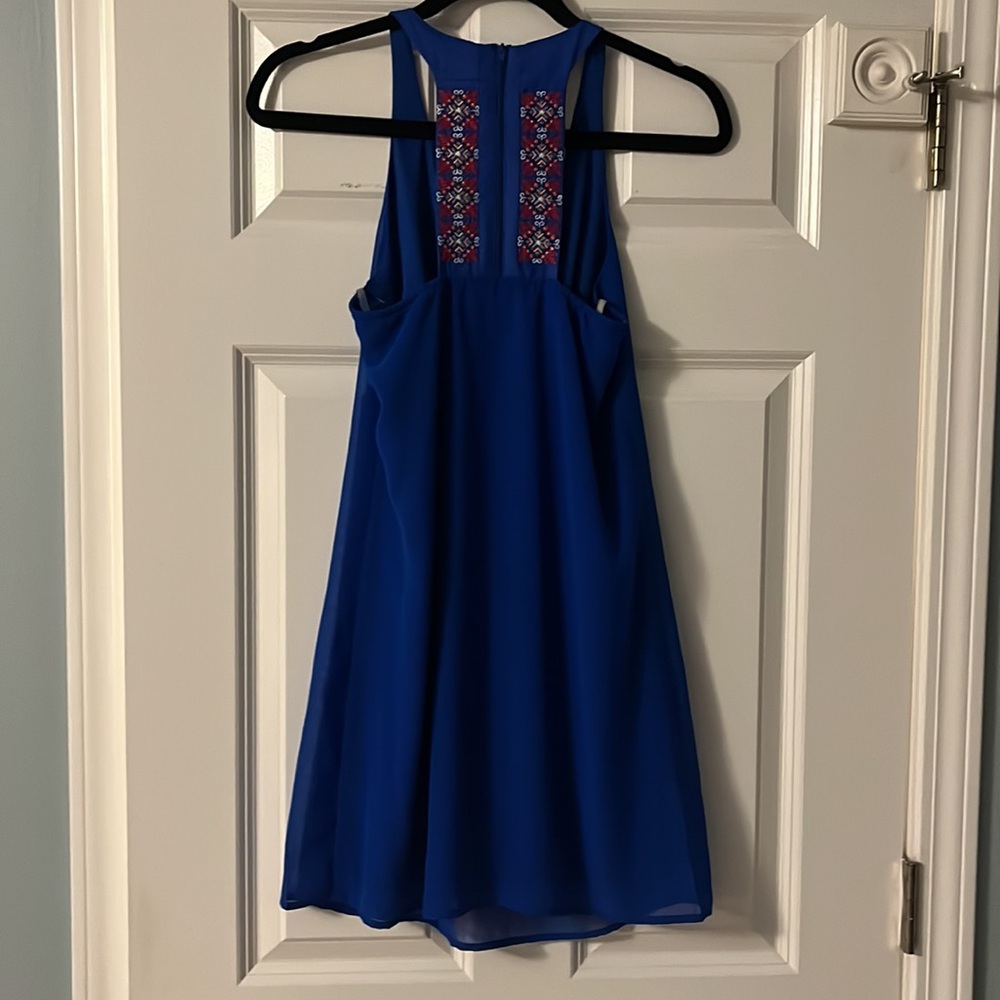 Sequin Hearts blue razor back dress size 3